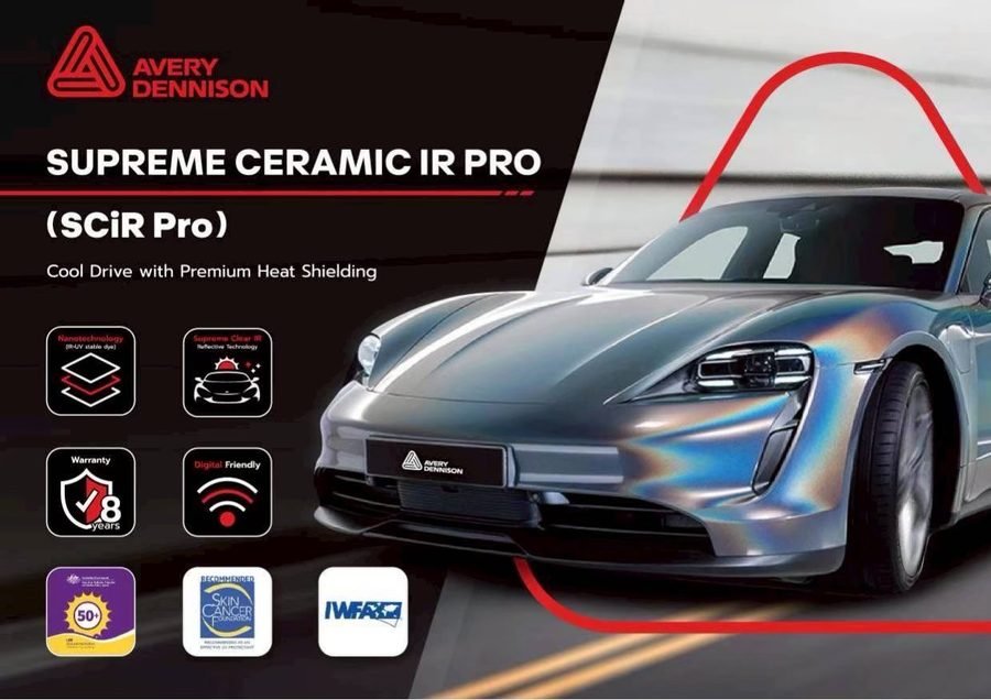 ภาพแนะนำ Avery Dennison Advanced Cool (AC) กับรถมัสเซิลคาร์สีแดงคาดดำ