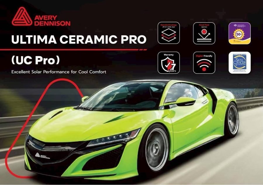 ภาพแนะนำ Avery Dennison Ultima Ceramic Pro (UC Pro) กับรถสปอร์ตสีเขียวมะนาว